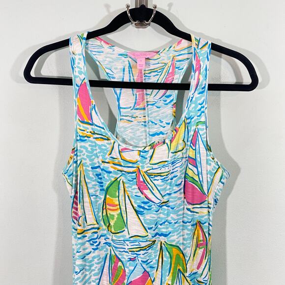 Lilly Pulitzer Women Treena You Gotta Regatta Sailboats Maxi Tank Dress Size S - Picture 3 of 7